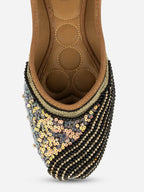 Desi Colour Women Indian Ethnic Footwear-Black Pearl Shine | Grocsy