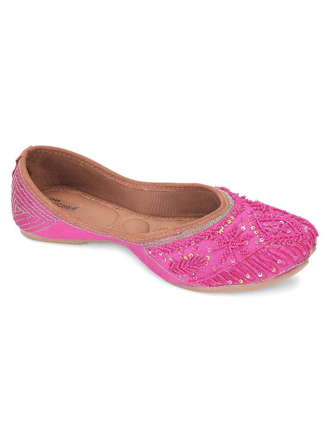 Desi Colour Women Indian Ethnic Footwear-Pink Pearl | Grocsy