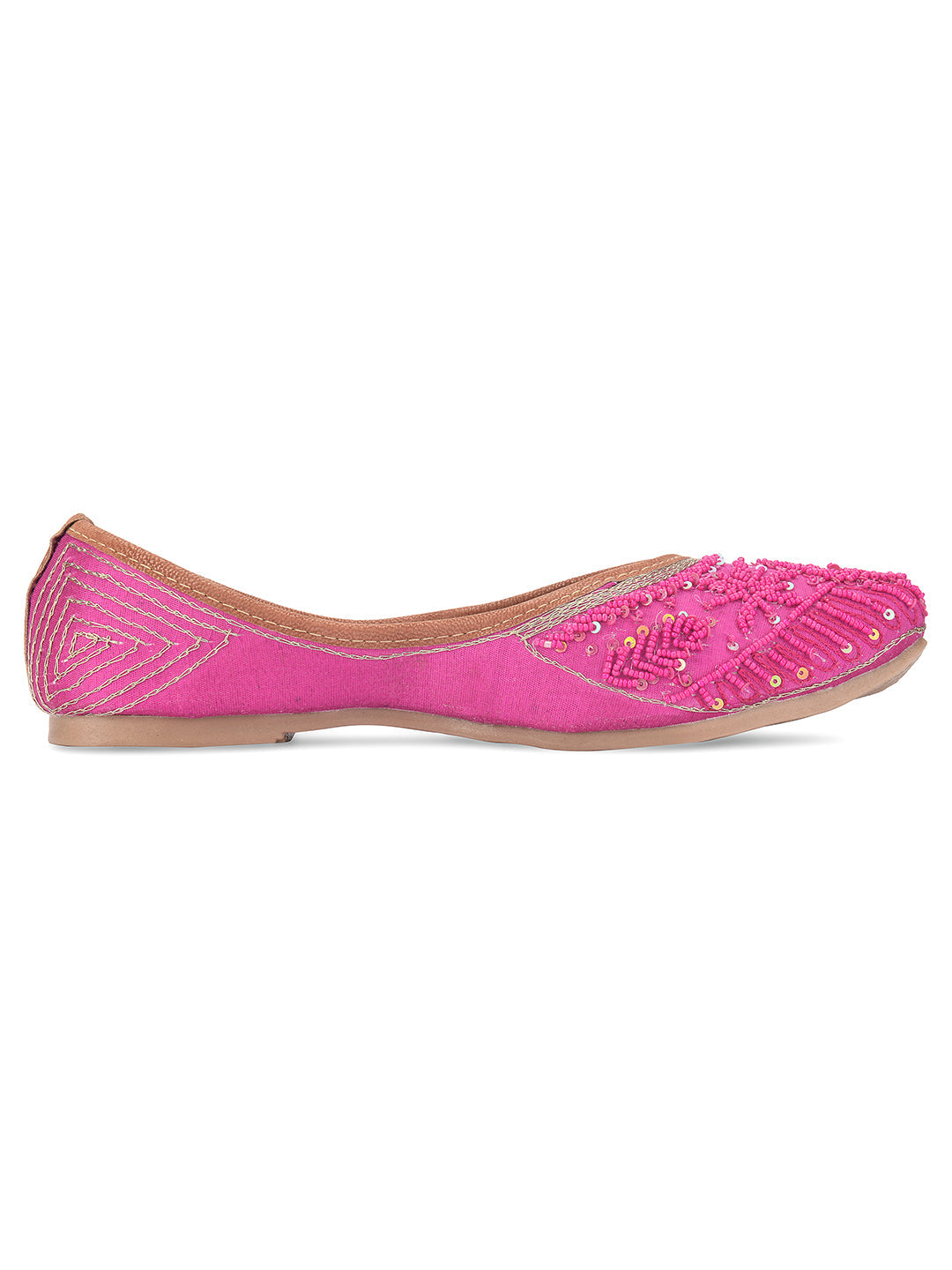 Desi Colour Women Indian Ethnic Footwear-Pink Pearl | Grocsy