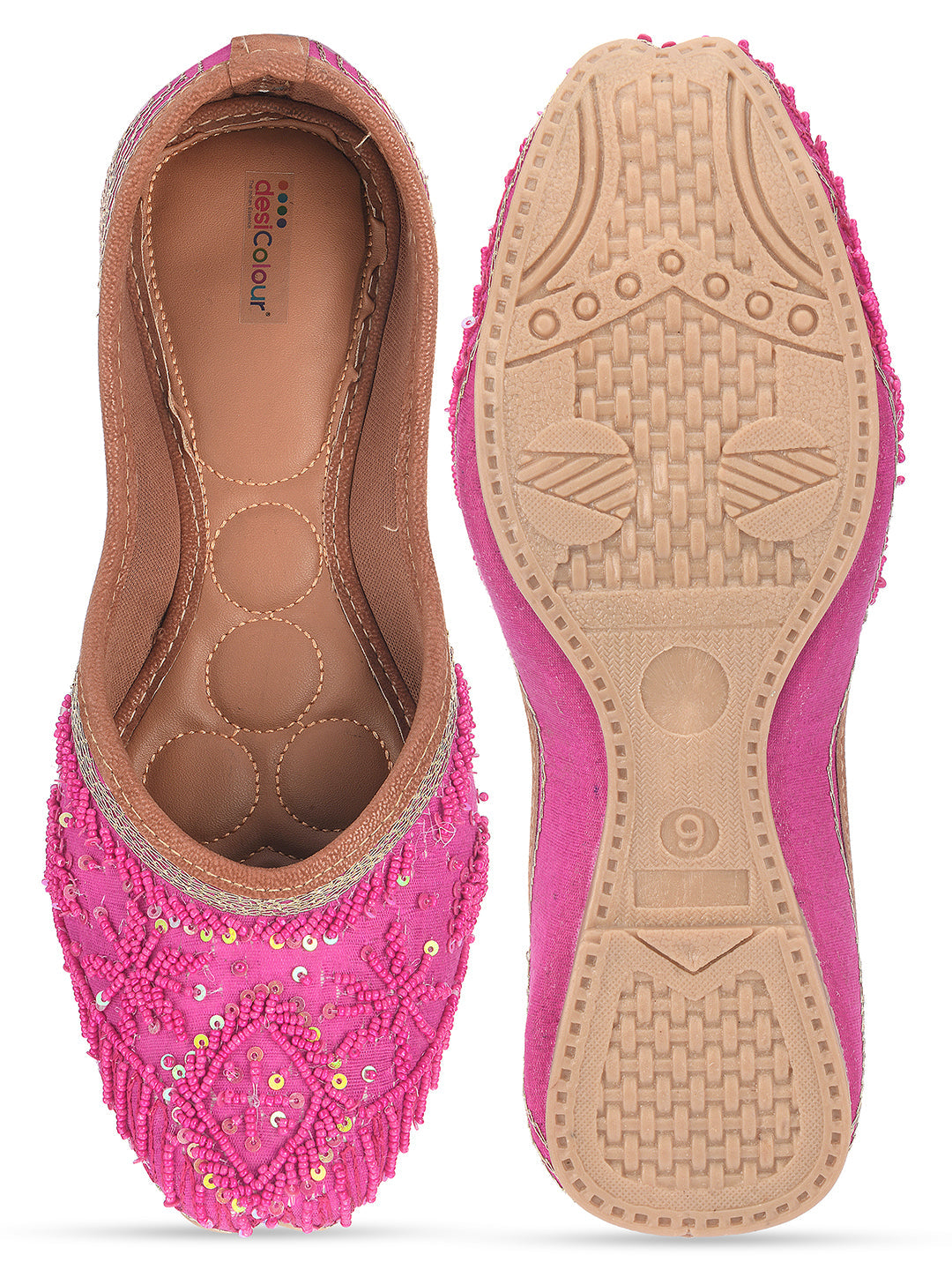 Desi Colour Women Indian Ethnic Footwear-Pink Pearl | Grocsy