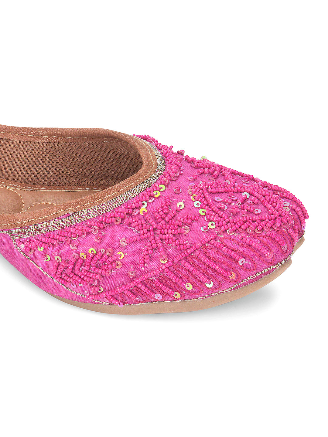 Desi Colour Women Indian Ethnic Footwear-Pink Pearl | Grocsy