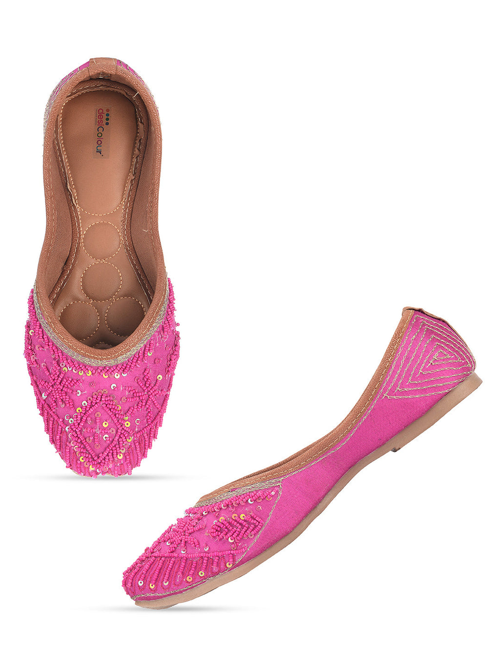 Desi Colour Women Indian Ethnic Footwear-Pink Pearl | Grocsy