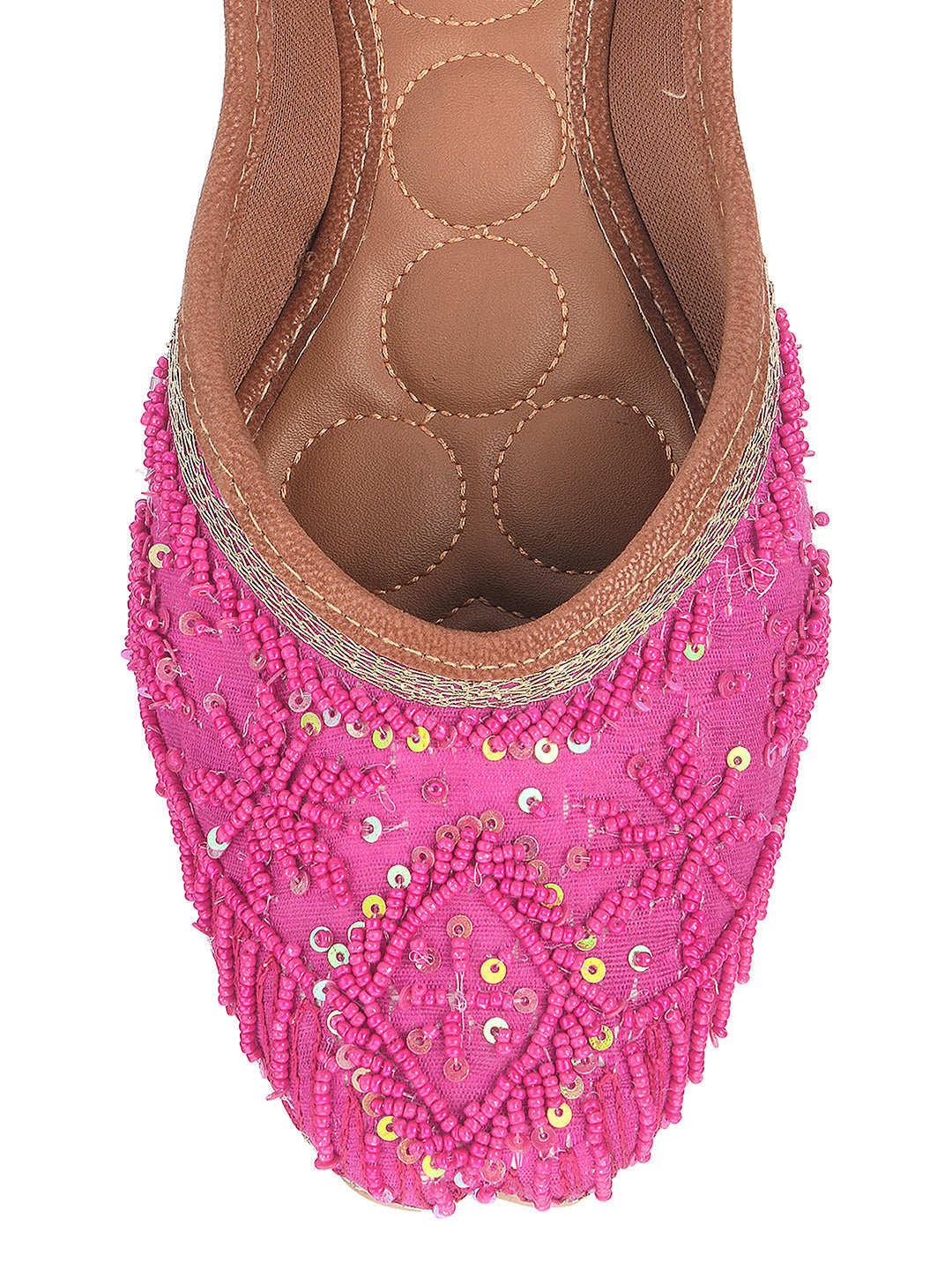 Desi Colour Women Indian Ethnic Footwear-Pink Pearl | Grocsy