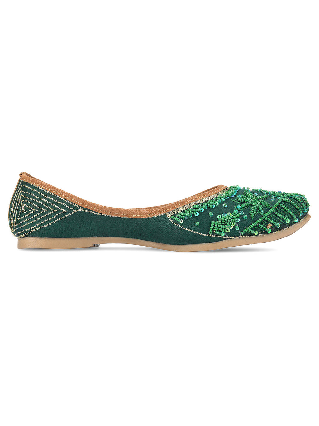 Desi Colour Women Indian Ethnic Footwear-Green Pearl | Grocsy