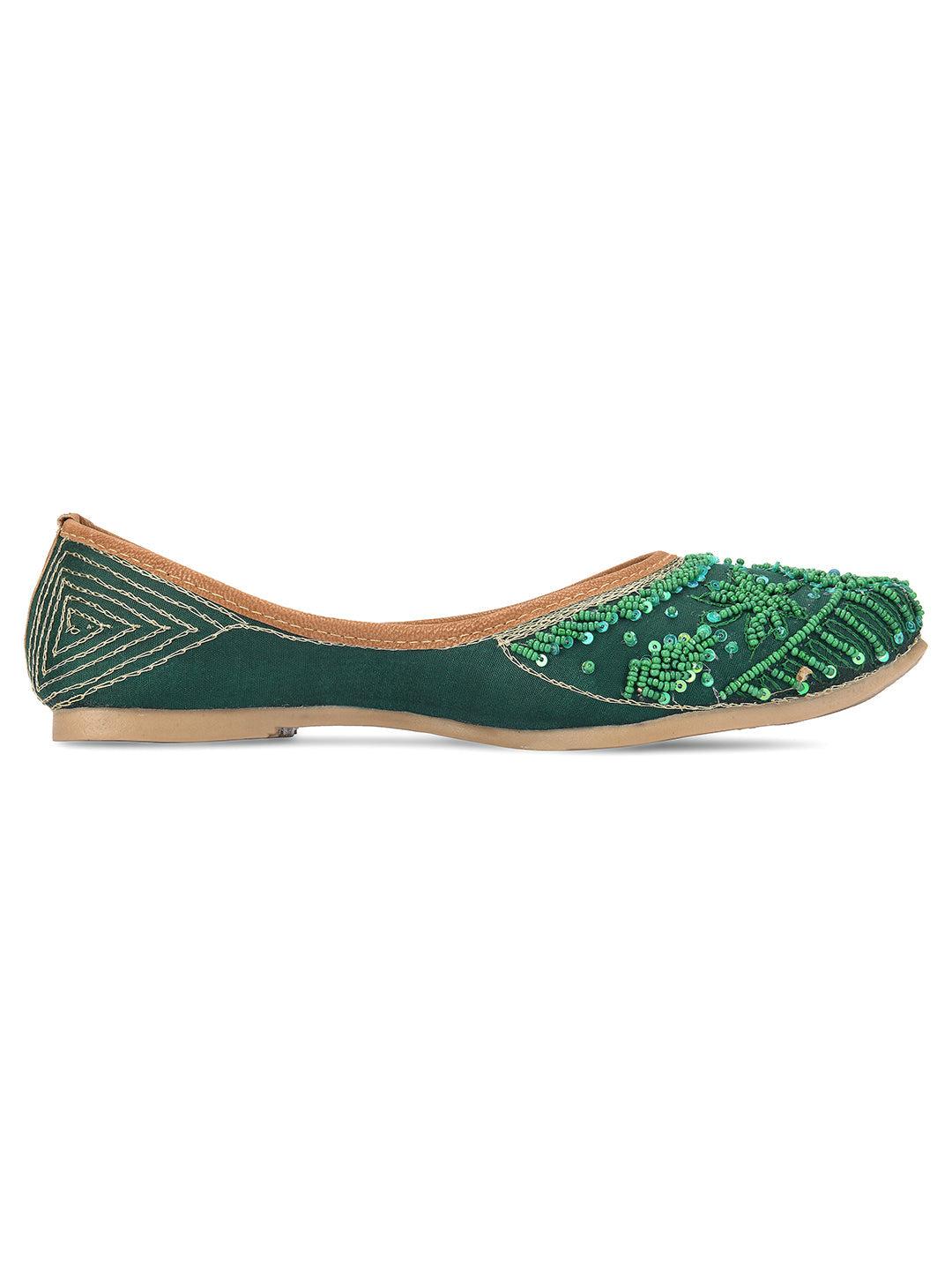 Desi Colour Women Indian Ethnic Footwear-Green Pearl | Grocsy