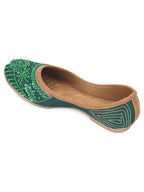 Desi Colour Women Indian Ethnic Footwear-Green Pearl | Grocsy
