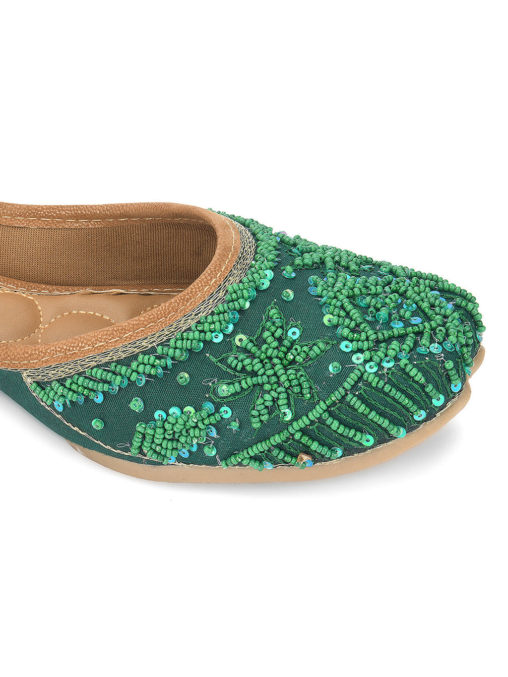 Desi Colour Women Indian Ethnic Footwear-Green Pearl | Grocsy