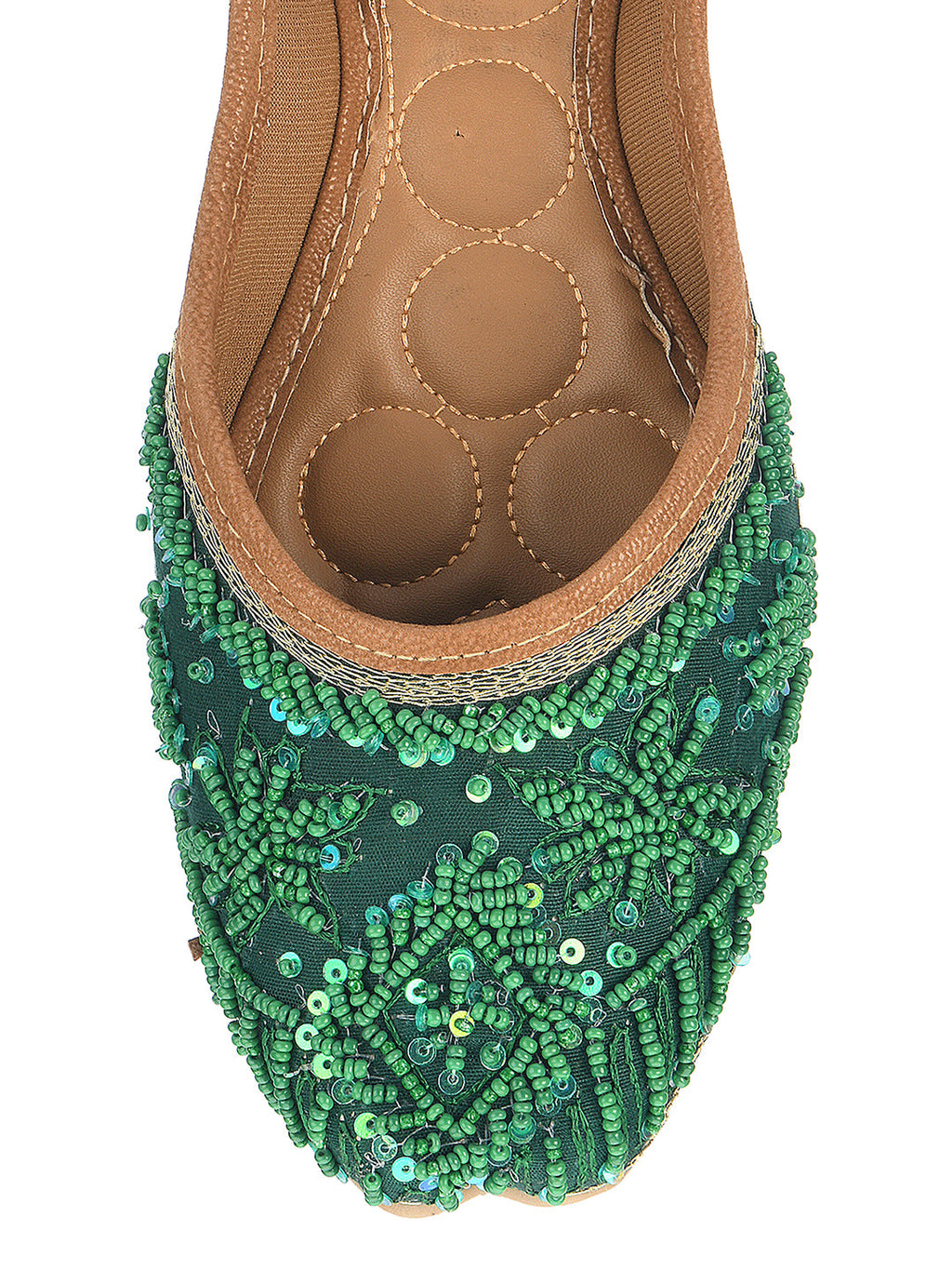 Desi Colour Women Indian Ethnic Footwear-Green Pearl | Grocsy