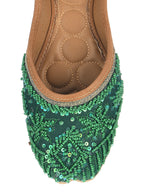 Desi Colour Women Indian Ethnic Footwear-Green Pearl | Grocsy