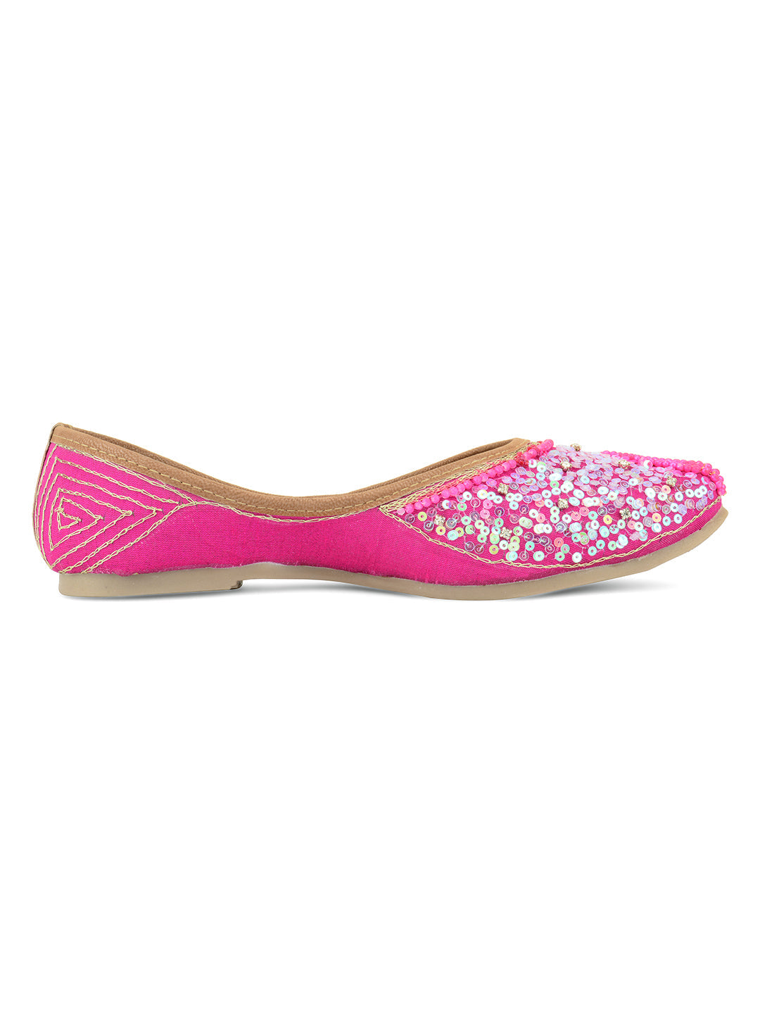 Desi Colour Women Indian Ethnic Footwear-Hot Pink Shine | Grocsy