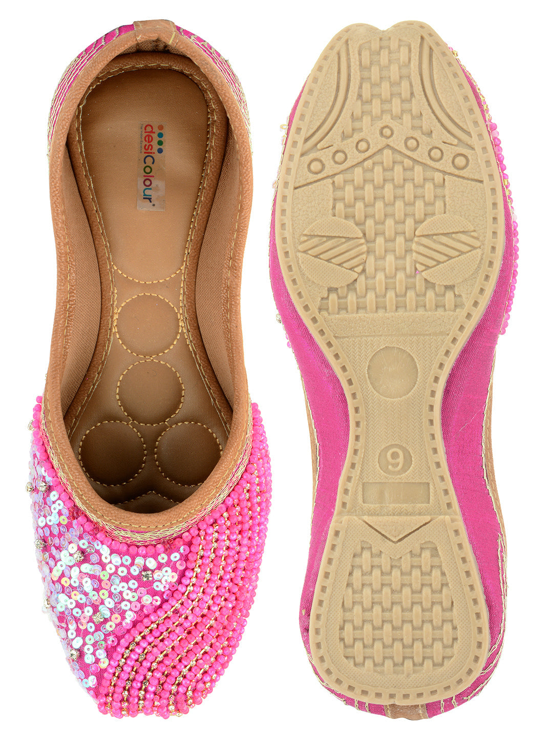 Desi Colour Women Indian Ethnic Footwear-Hot Pink Shine | Grocsy