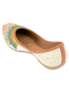 Desi Colour Women Indian Ethnic Footwear-White Multi Zigzag | Grocsy