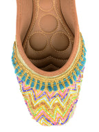 Desi Colour Women Indian Ethnic Footwear-White Multi Zigzag | Grocsy