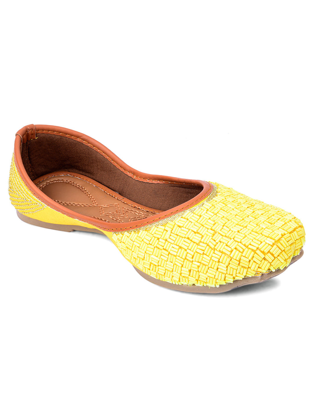 Desi Colour Women Indian Ethnic Footwear-Yellow Pipe | Grocsy