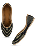 Desi Colour Women Indian Ethnic Footwear-Sleek Pearl-Black | Grocsy
