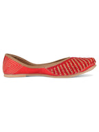 Desi Colour Women Indian Ethnic Footwear-Sleek Pearl-Red | Grocsy