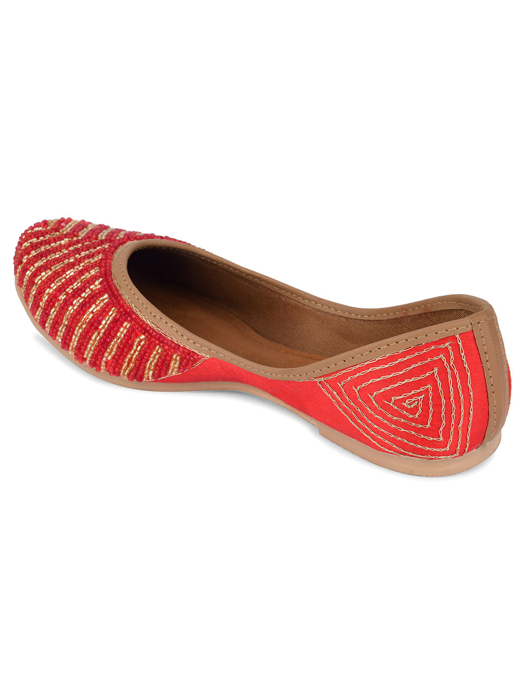 Desi Colour Women Indian Ethnic Footwear-Sleek Pearl-Red | Grocsy