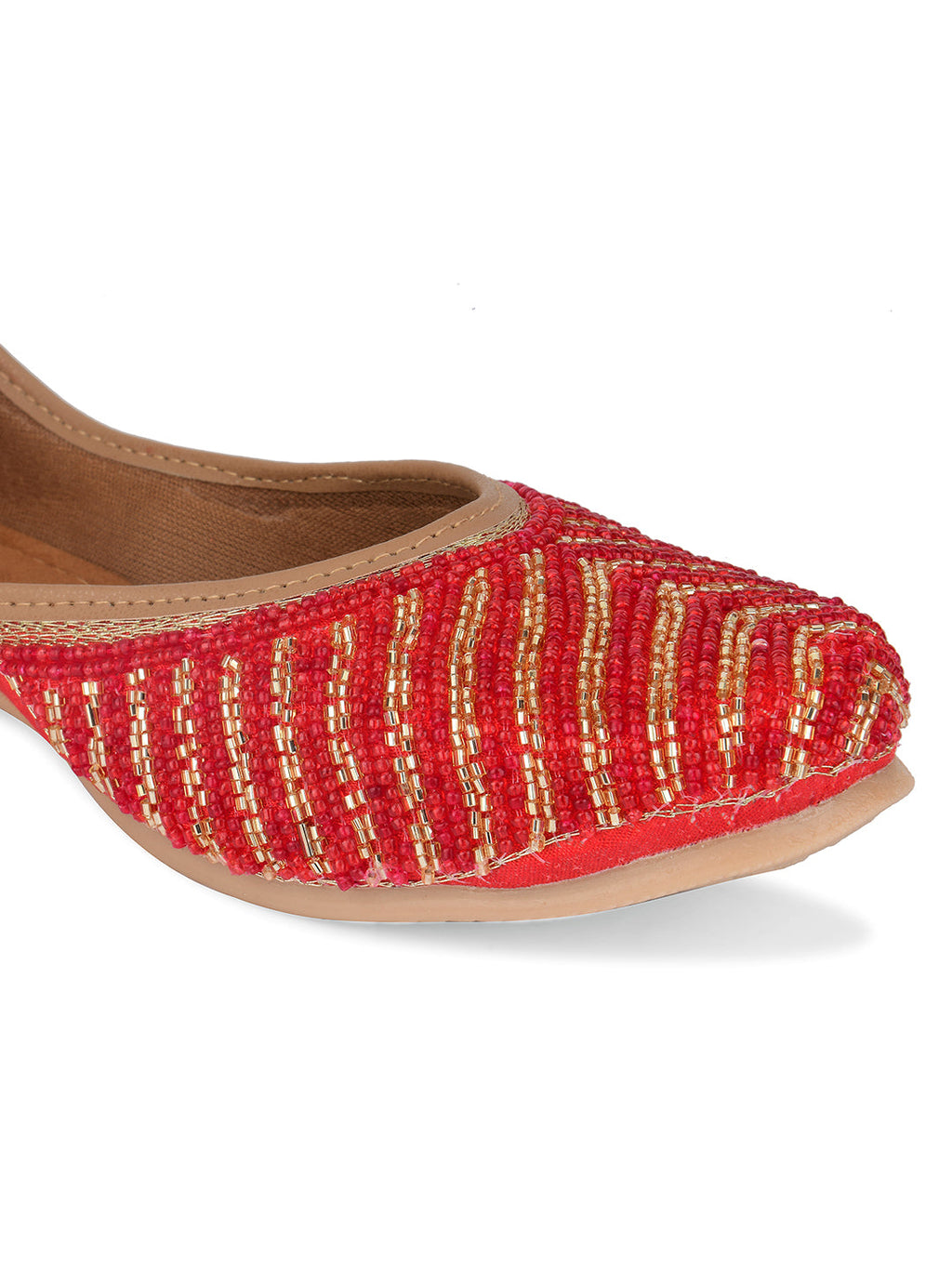 Desi Colour Women Indian Ethnic Footwear-Sleek Pearl-Red | Grocsy