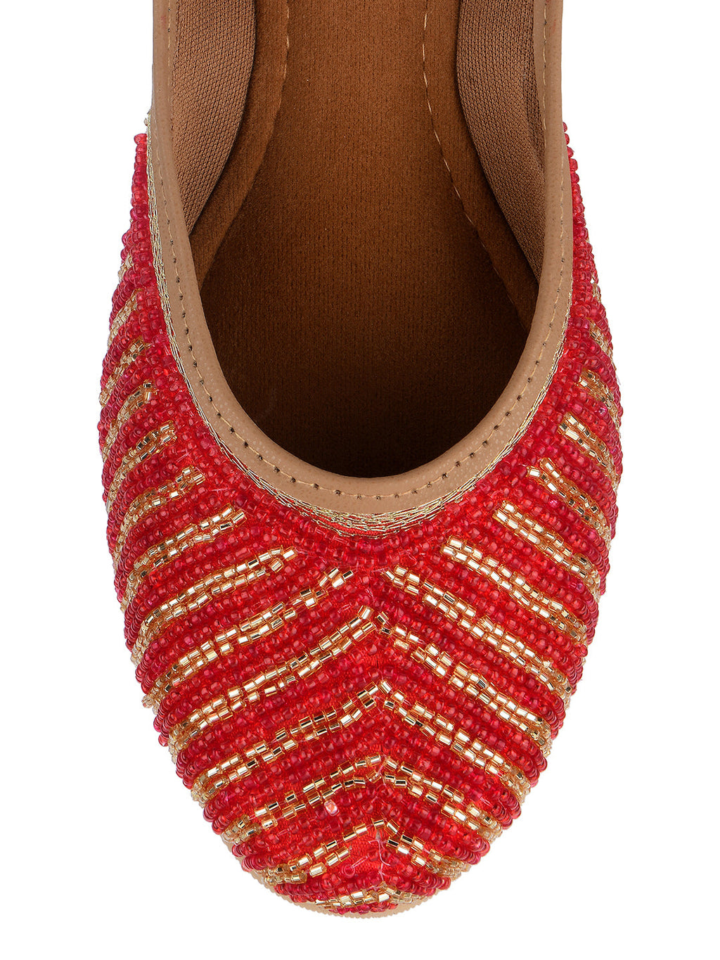 Desi Colour Women Indian Ethnic Footwear-Sleek Pearl-Red | Grocsy