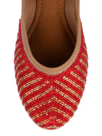 Desi Colour Women Indian Ethnic Footwear-Sleek Pearl-Red | Grocsy