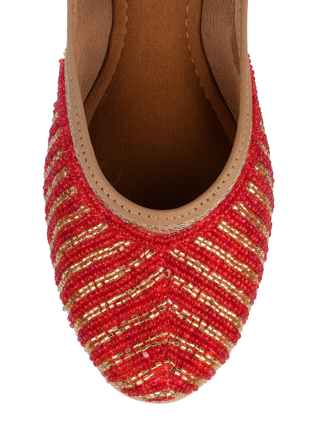 Desi Colour Women Indian Ethnic Footwear-Sleek Pearl-Red | Grocsy
