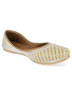 Desi Colour Women Indian Ethnic Footwear-Sleek Pearl-Off white | Grocsy