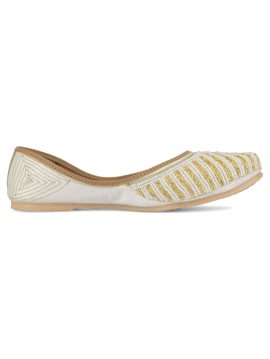 Desi Colour Women Indian Ethnic Footwear-Sleek Pearl-Off white | Grocsy