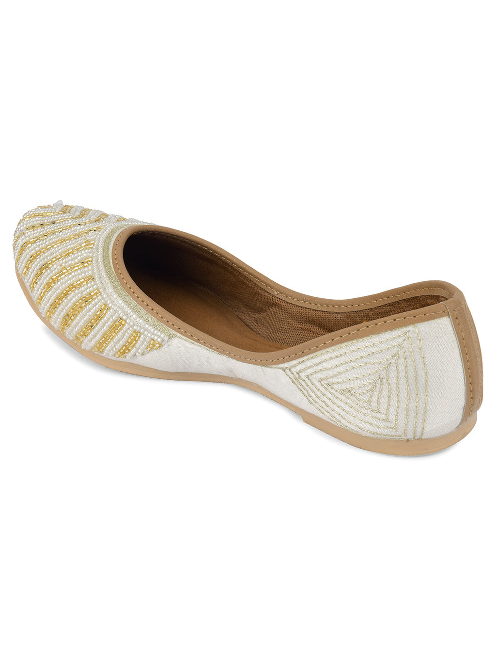 Desi Colour Women Indian Ethnic Footwear-Sleek Pearl-Off white | Grocsy