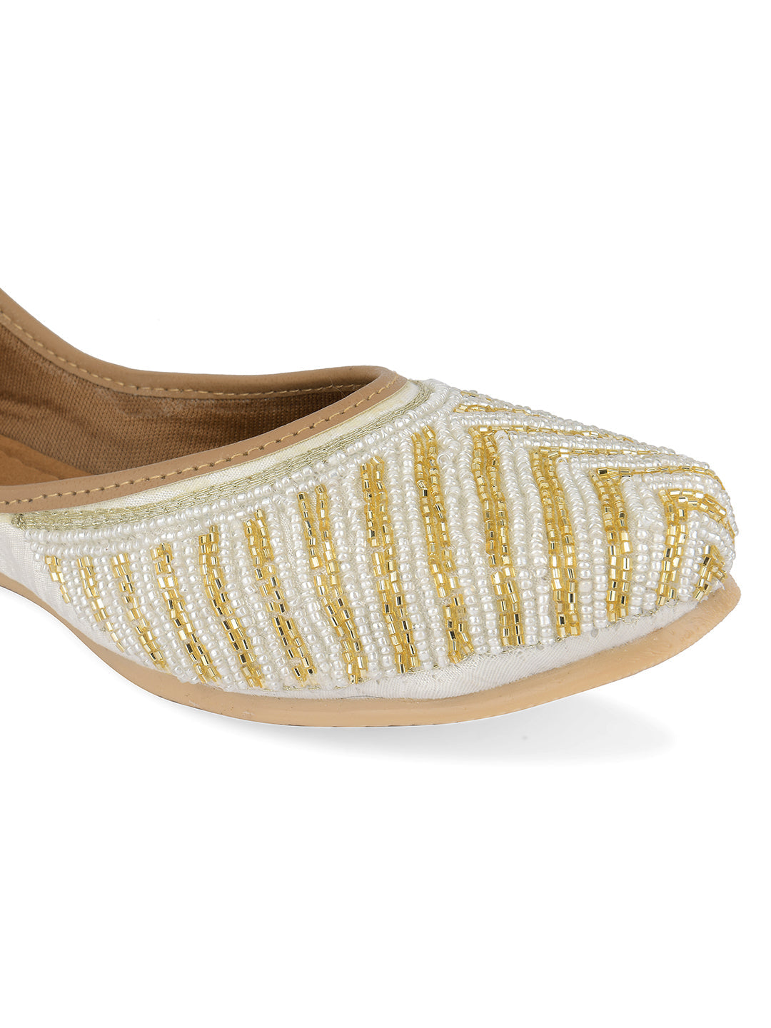Desi Colour Women Indian Ethnic Footwear-Sleek Pearl-Off white | Grocsy