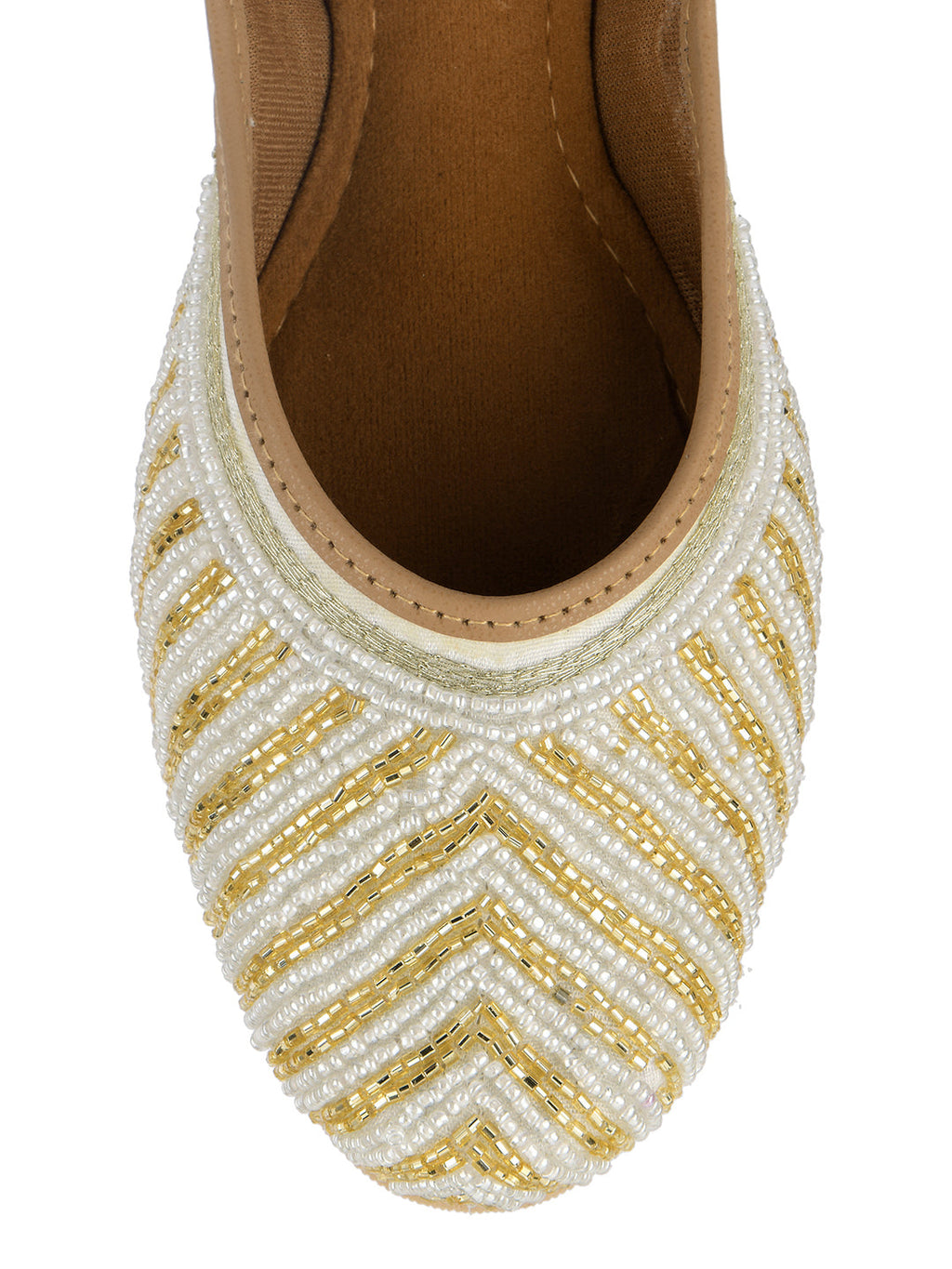 Desi Colour Women Indian Ethnic Footwear-Sleek Pearl-Off white | Grocsy