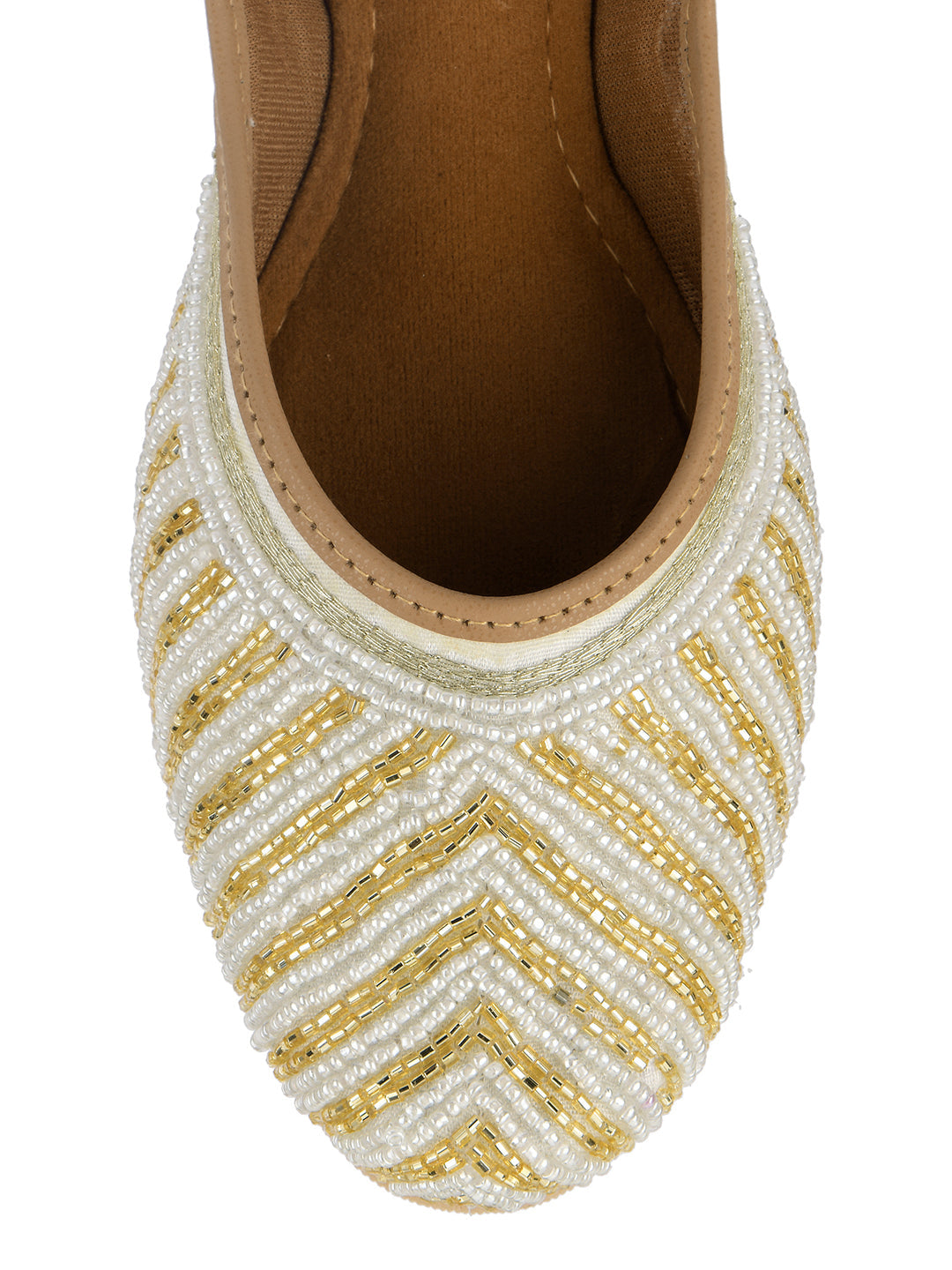 Desi Colour Women Indian Ethnic Footwear-Sleek Pearl-Off white | Grocsy