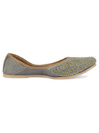 Desi Colour Women Indian Ethnic Footwear-Sleek Pearl-Grey | Grocsy
