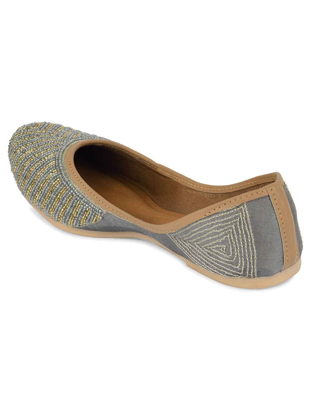 Desi Colour Women Indian Ethnic Footwear-Sleek Pearl-Grey | Grocsy