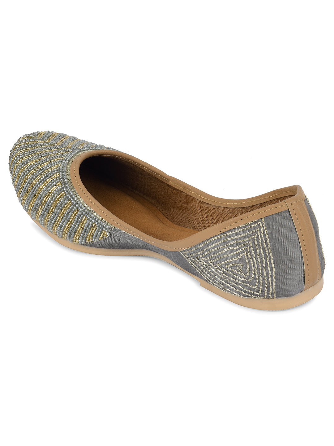 Desi Colour Women Indian Ethnic Footwear-Sleek Pearl-Grey | Grocsy