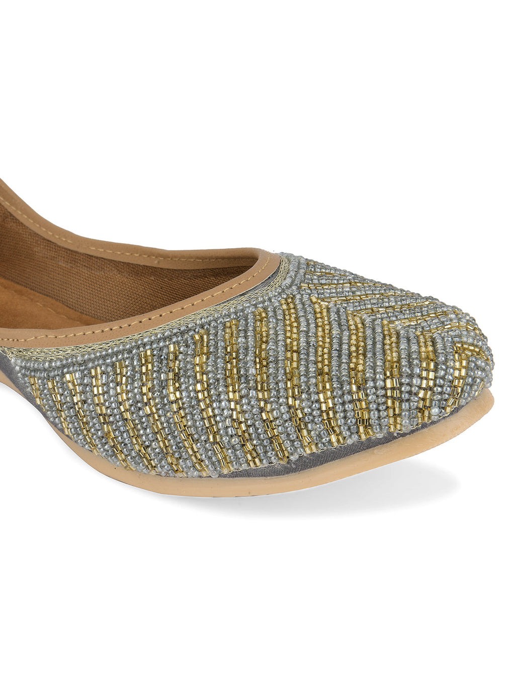 Desi Colour Women Indian Ethnic Footwear-Sleek Pearl-Grey | Grocsy