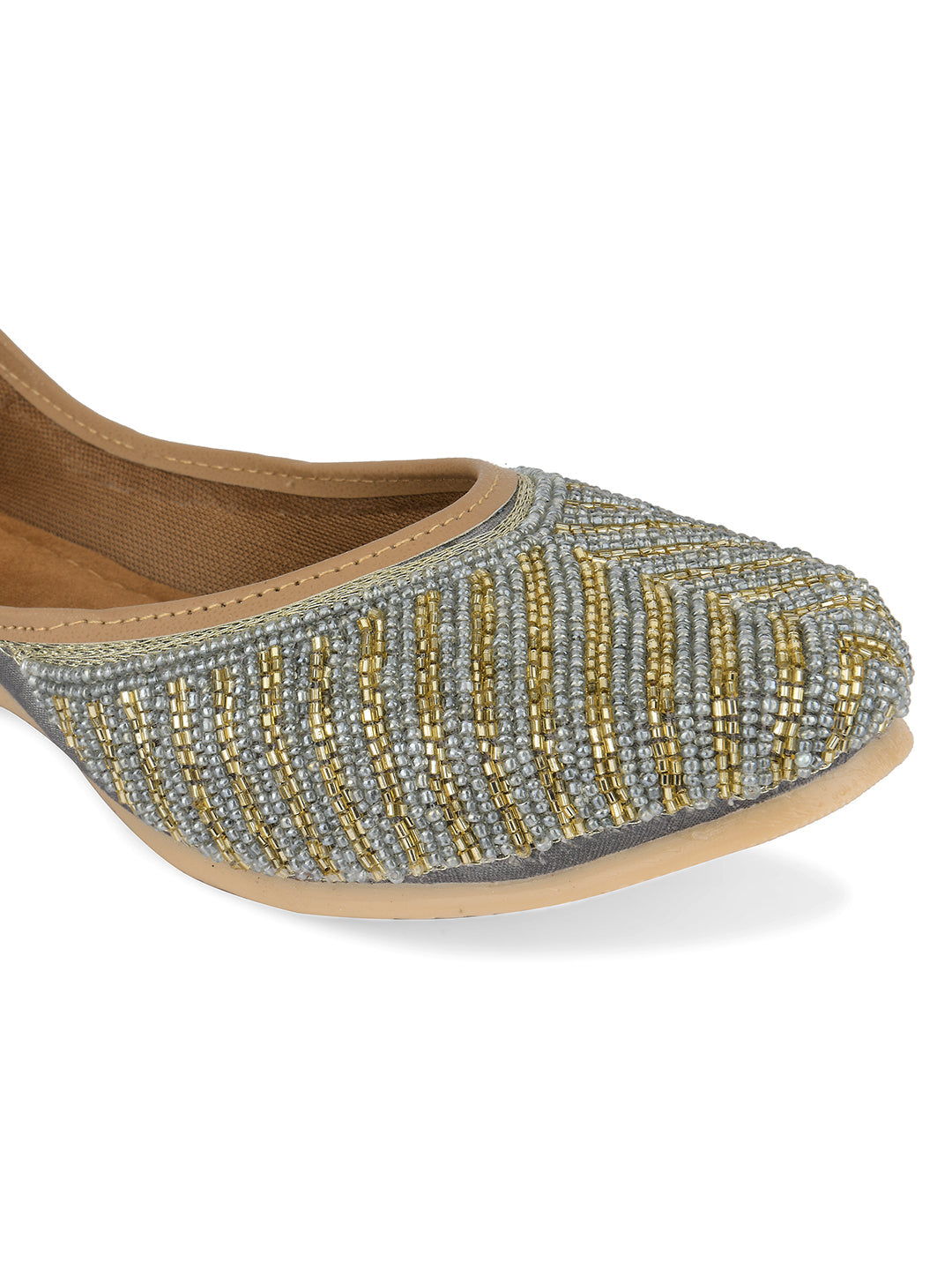 Desi Colour Women Indian Ethnic Footwear-Sleek Pearl-Grey | Grocsy
