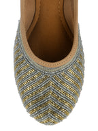Desi Colour Women Indian Ethnic Footwear-Sleek Pearl-Grey | Grocsy