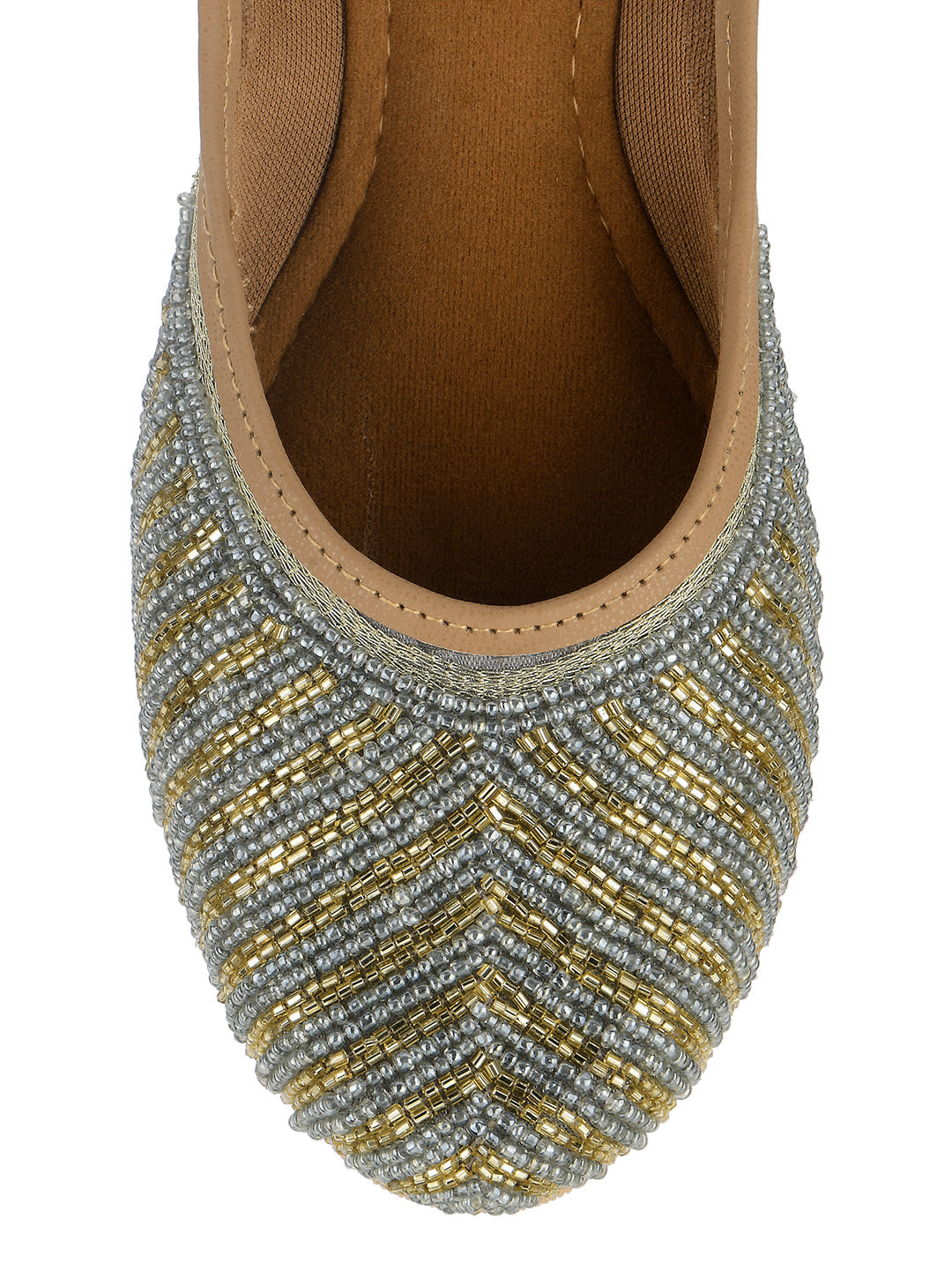 Desi Colour Women Indian Ethnic Footwear-Sleek Pearl-Grey | Grocsy