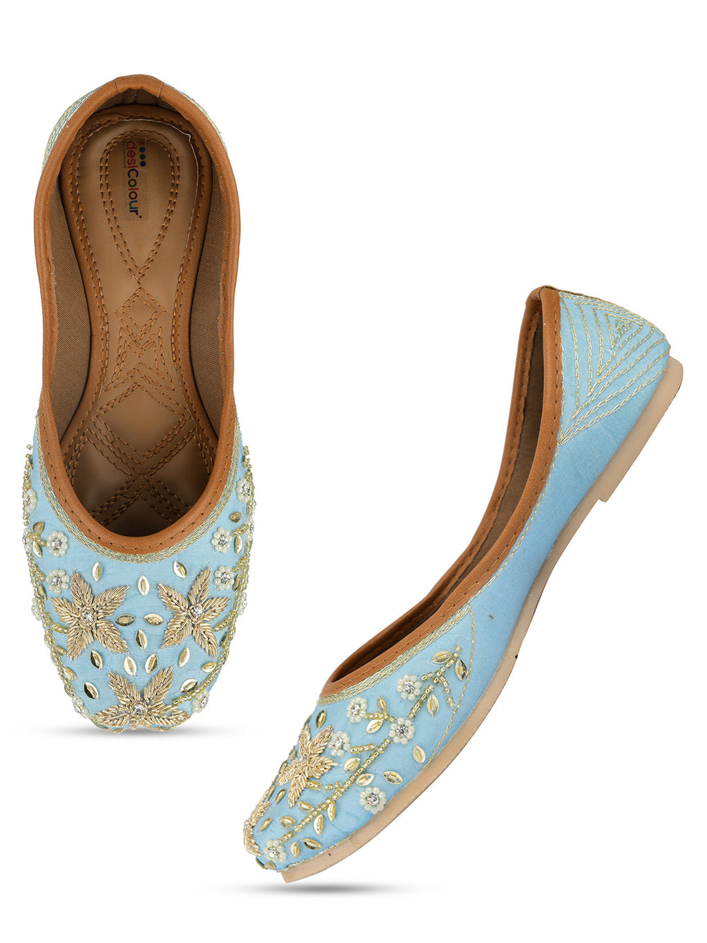 Desi Colour Women Indian Ethnic Footwear-Firoji Dabka | Grocsy