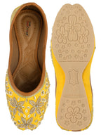 Desi Colour Women Indian Ethnic Footwear-Yellow Dabka | Grocsy