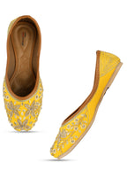 Desi Colour Women Indian Ethnic Footwear-Yellow Dabka | Grocsy