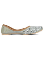 Desi Colour Women Indian Ethnic Footwear-Mirror Art- Grey | Grocsy