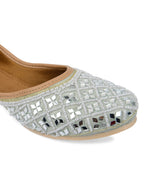 Desi Colour Women Indian Ethnic Footwear-Mirror Art- Grey | Grocsy