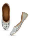Desi Colour Women Indian Ethnic Footwear-Mirror Art- Grey | Grocsy