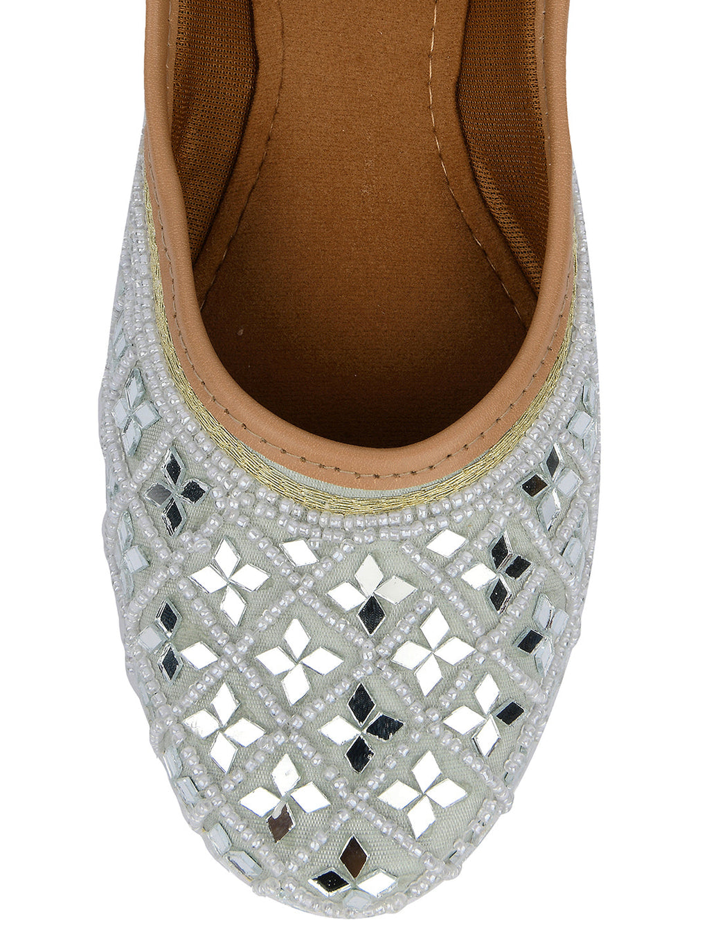 Desi Colour Women Indian Ethnic Footwear-Mirror Art- Grey | Grocsy