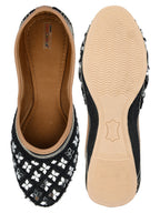 Desi Colour Women Indian Ethnic Footwear-Mirror Art- Black | Grocsy