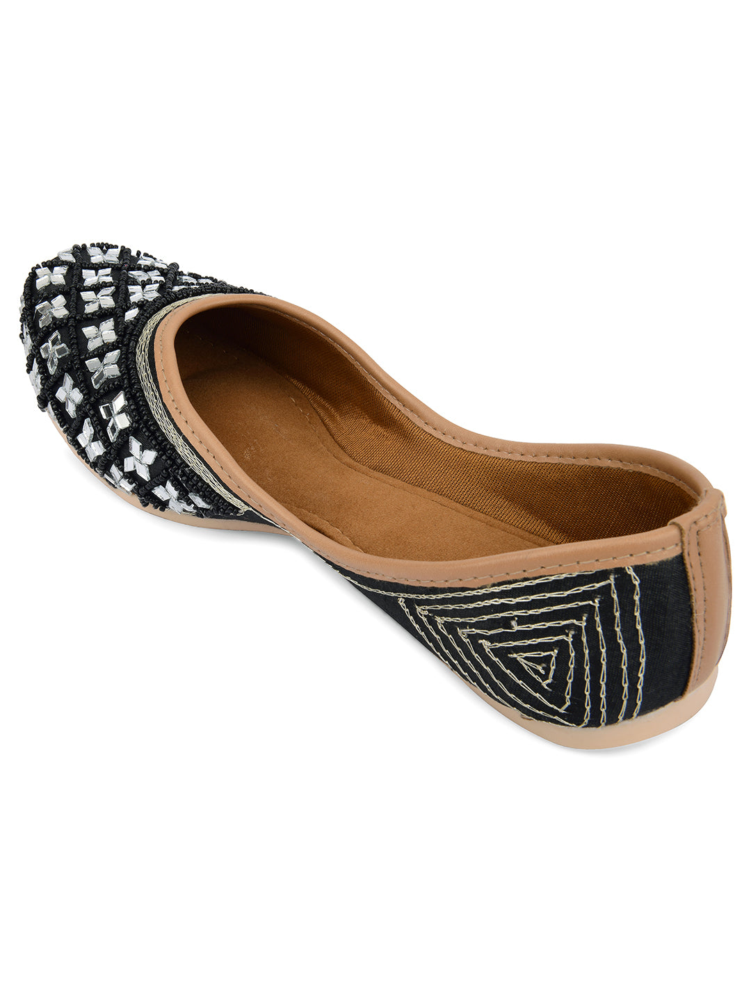 Desi Colour Women Indian Ethnic Footwear-Mirror Art- Black | Grocsy