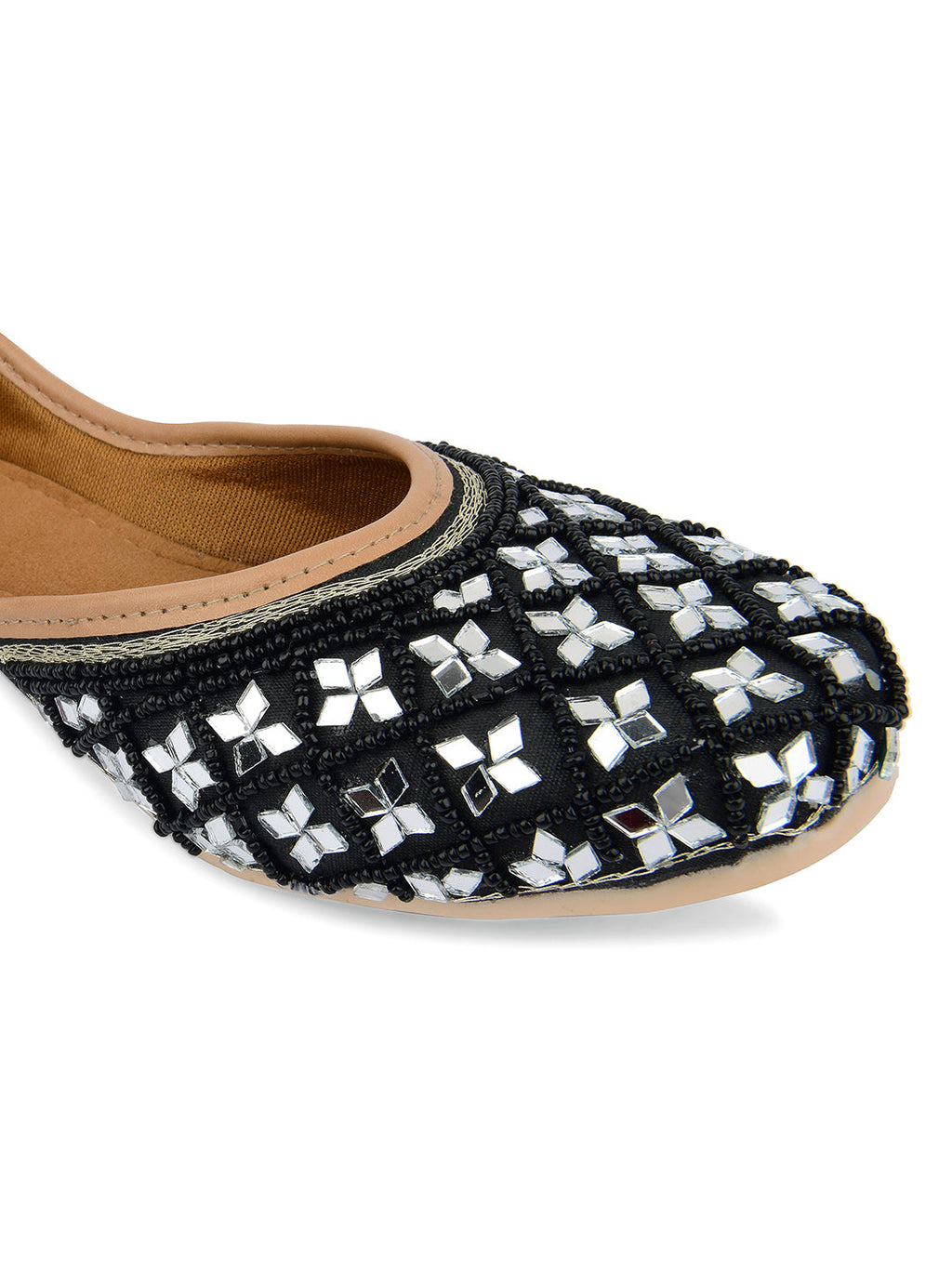 Desi Colour Women Indian Ethnic Footwear-Mirror Art- Black | Grocsy