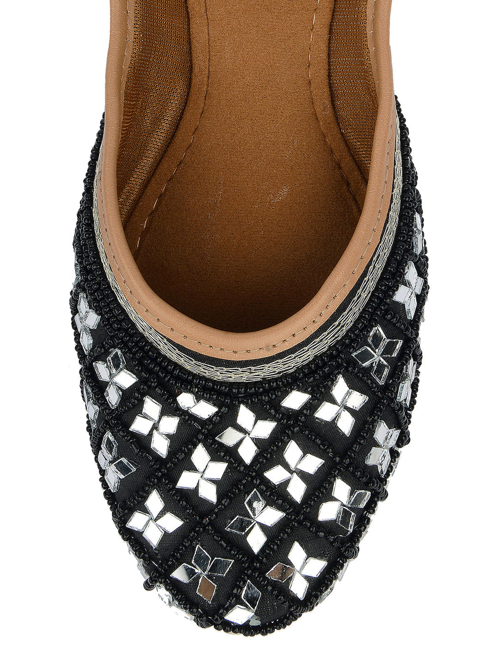 Desi Colour Women Indian Ethnic Footwear-Mirror Art- Black | Grocsy