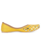 Desi Colour Women Indian Ethnic Footwear-Mirror Art- Yellow | Grocsy
